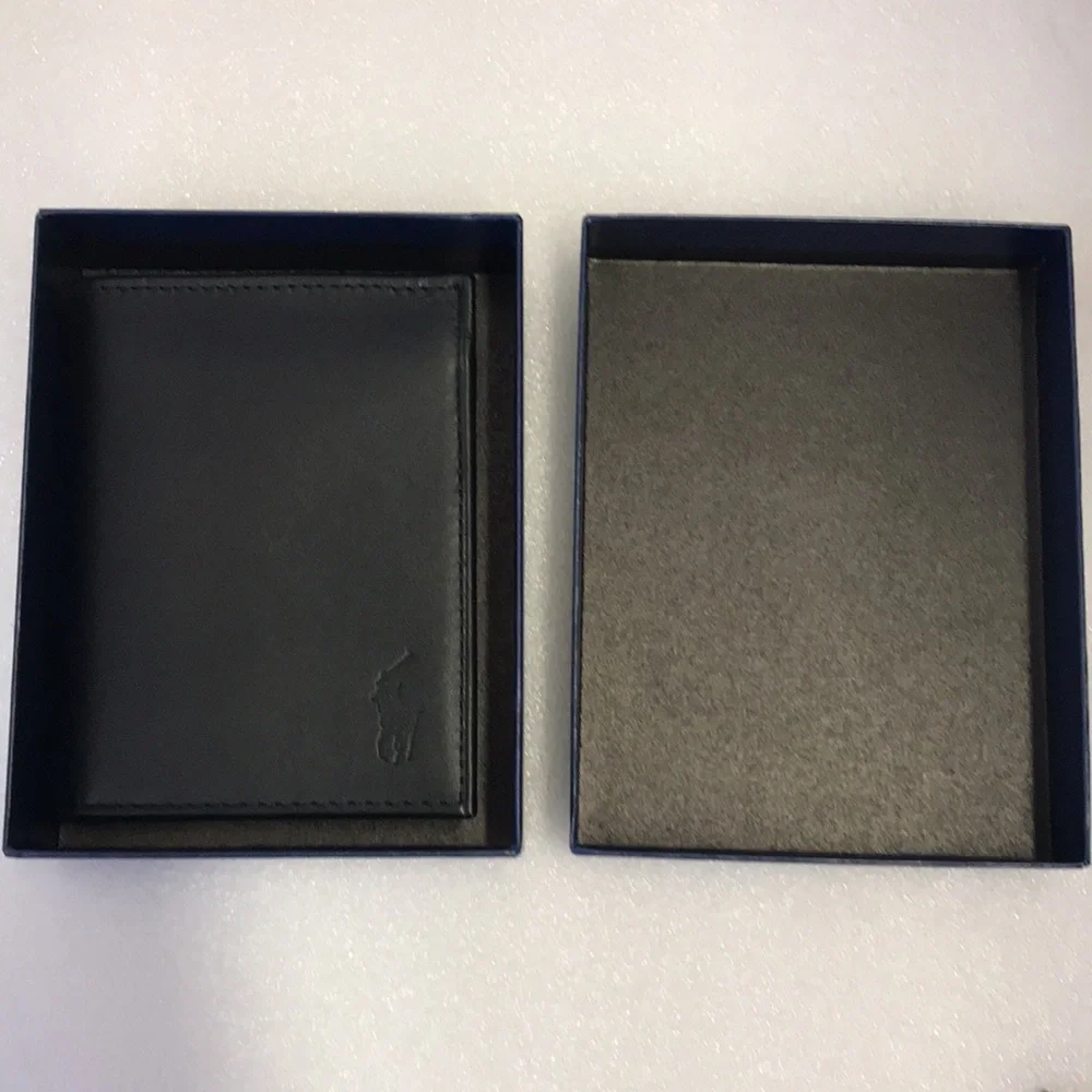 Polo Ralph Lauren Burnished Leather Billfold Wallet Black